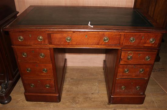 A late Victorian mahogany pedestal desk, W.107cms